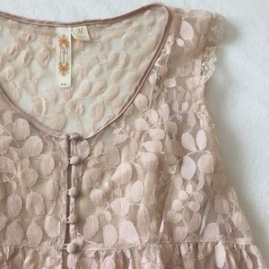 Nude-Colored Lace Top with Cami